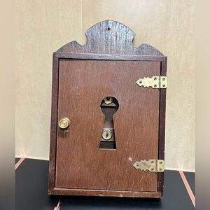 Vintage Wooden Wall Mount Key Holder Cabinet Rack Storage Box 6 Hooks Handmade